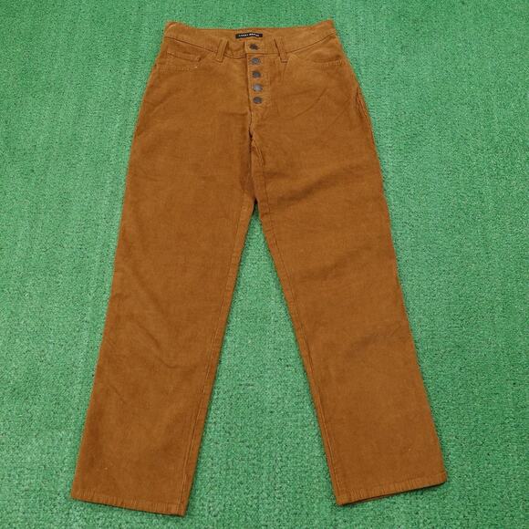 Lucky Brand Pants Womens 4/27 Brown Corduroy Mid Rise Straight Crop Button Fly - Picture 1 of 12